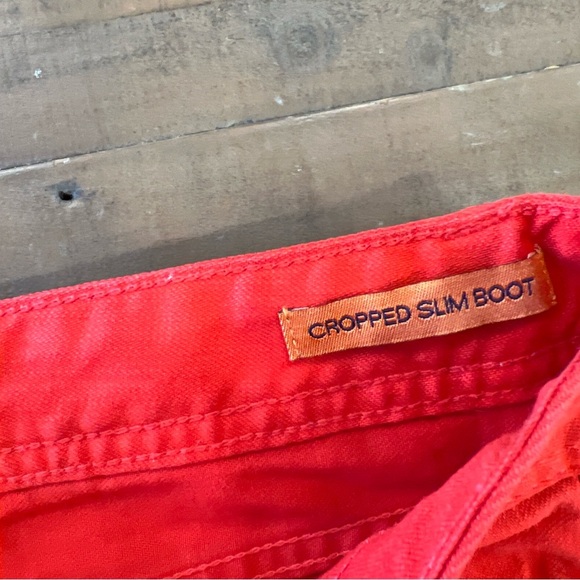 Tory Burch Cropped Slim Boot Jeans Womens 30 Red Low Rise Pants Stretch Preppy - Picture 5 of 12